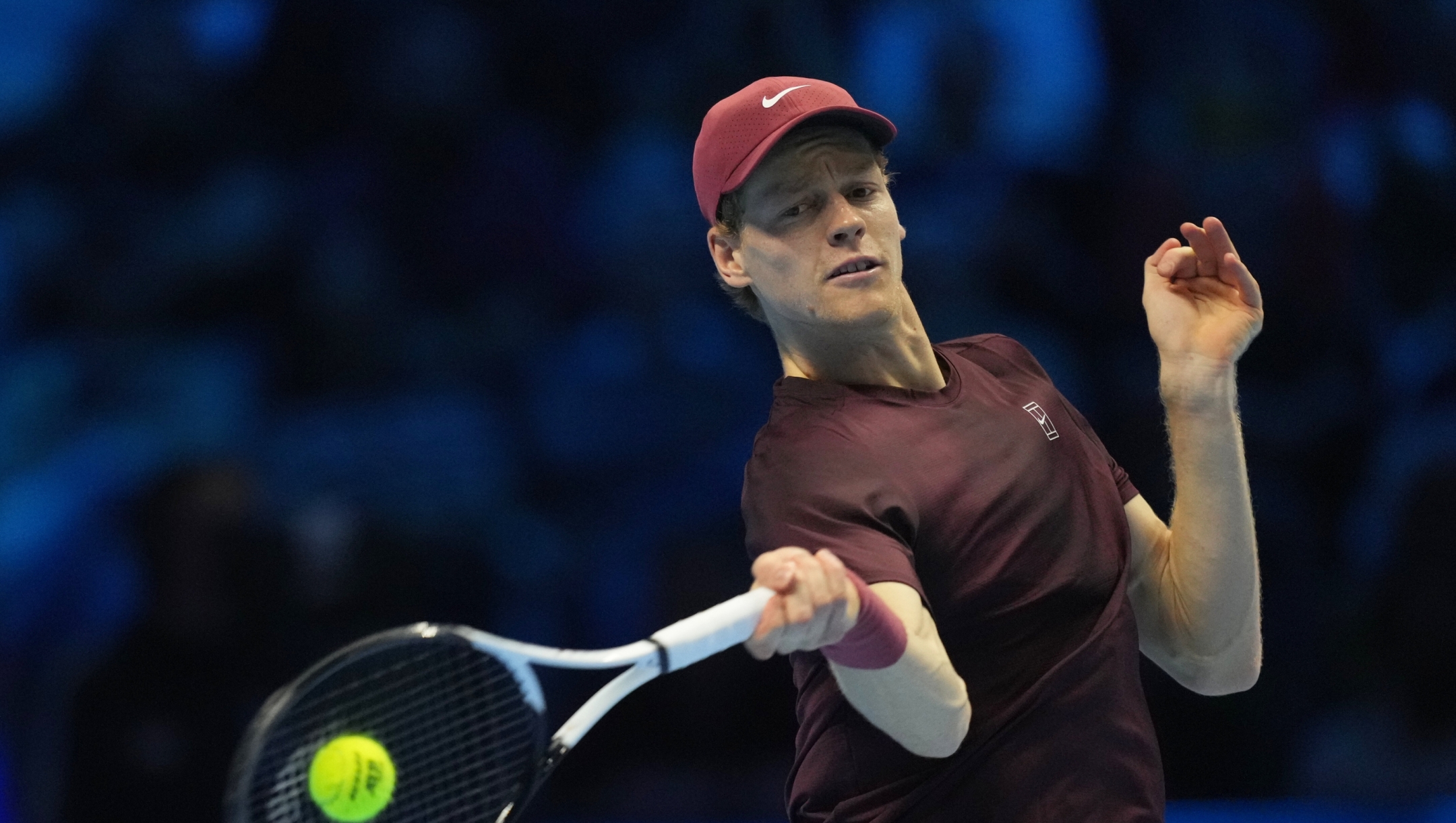 Italy's Jannik Sinner returns the ball to Germany's Alexander Zverev during their tennis match of the ATP World Tour Finals, in Turin, Italy, Wednesday, Nov. 12, 2025. (AP Photo/Antonio Calanni) 



Associated Press / LaPresse
Only italy and spain