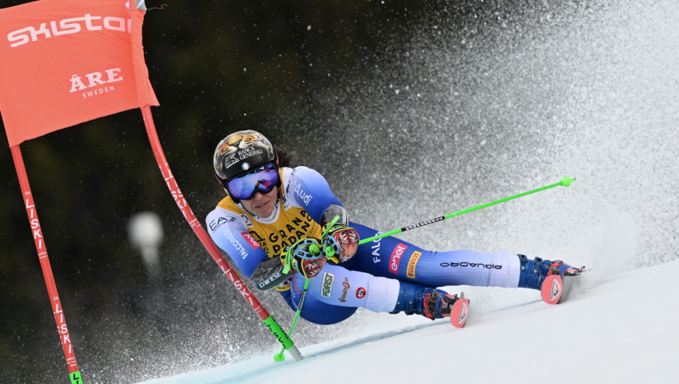  Federica Brignone of Team Italy in action during the Audi FIS Alpine Ski World Cup Women's Giant Slalom on March 8, 2025 in Are, Sweden. (Photo by Jonas Ericsson/Agence Zoom/Getty Images)