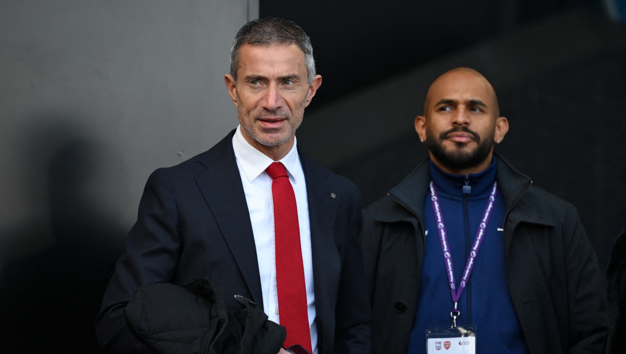 Arsenal's Sporting Director Andrea Berta during the English championship Premier League football match between Ipswich and Arsenal on 20 April 2025 at Portman Road in Ipswich, England - Photo Ashley Western / Colorsport / DPPI (Photo by Ashley Western / DPPI via AFP)