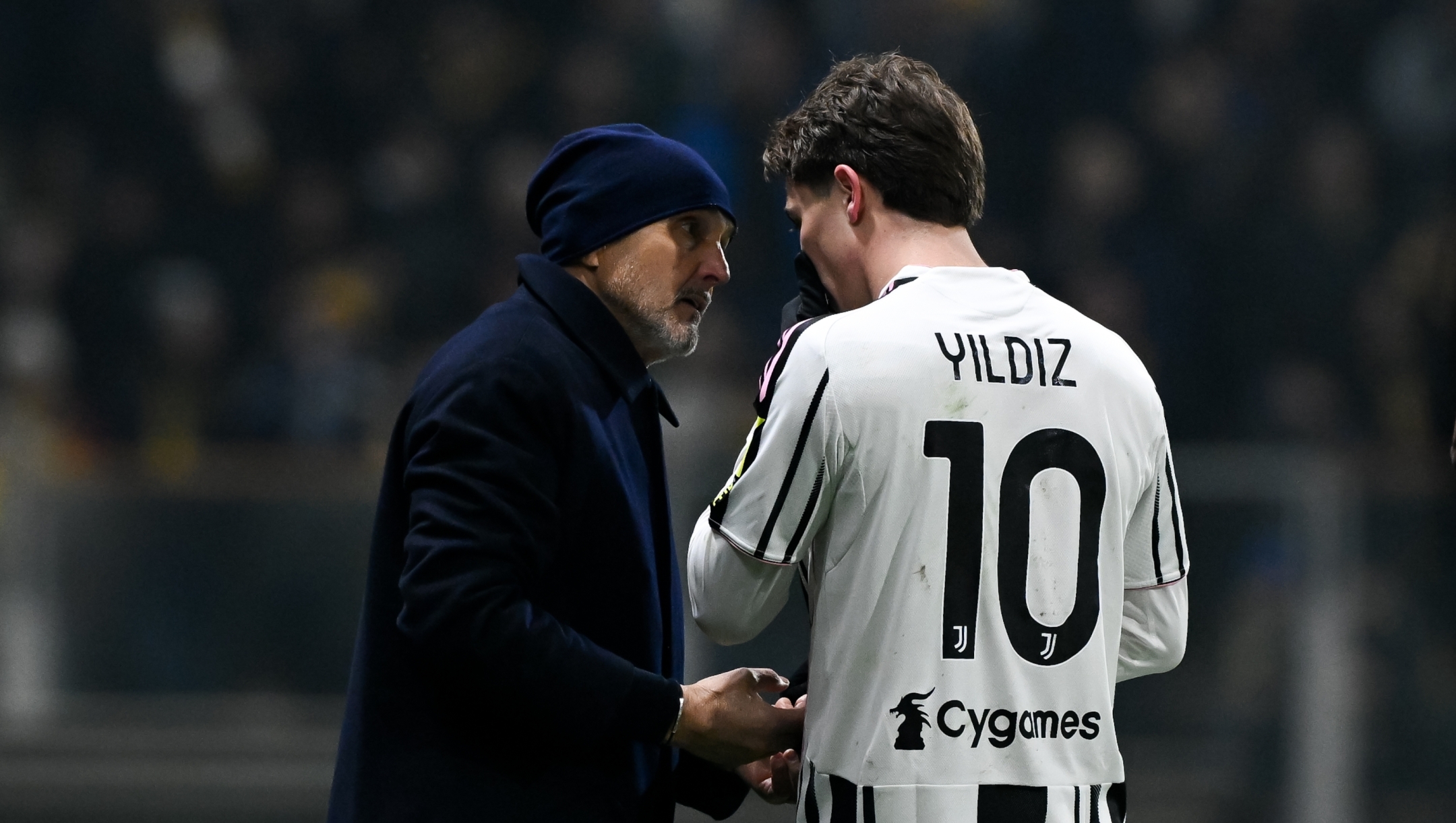  Luciano Spalletti, Kenan Yildiz of Juventus during the Serie A match between Parma Calcio 1913 and Juventus FC at Stadio Ennio Tardini on February 1, 2026 in Parma, Italy. (Photo by Daniele Badolato - Juventus FC/Juventus FC via Getty Images)
