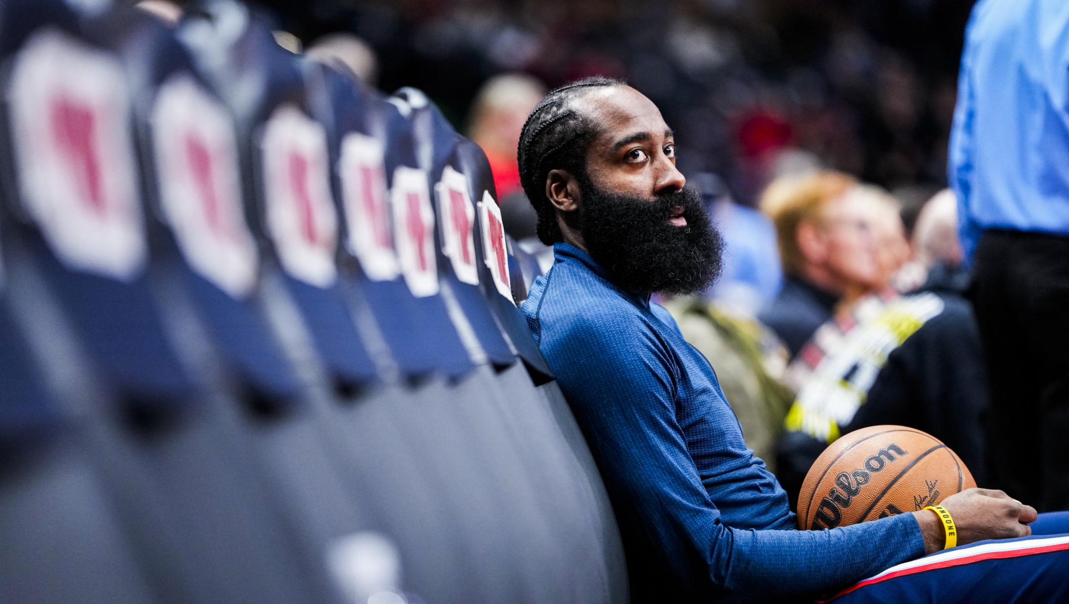  James Harden #1 of the LA Clippers before the game against the Toronto Raptors on January 16, 2026 at the Scotiabank Arena in Toronto, Ontario, Canada. NOTE TO USER: User expressly acknowledges and agrees that, by downloading and or using this Photograph, user is consenting to the terms and conditions of the Getty Images License Agreement. Mandatory Copyright Notice: Copyright 2026 NBAE   Mark Blinch/NBAE via Getty Images/AFP (Photo by MARK BLINCH / NBAE / Getty Images / Getty Images via AFP)