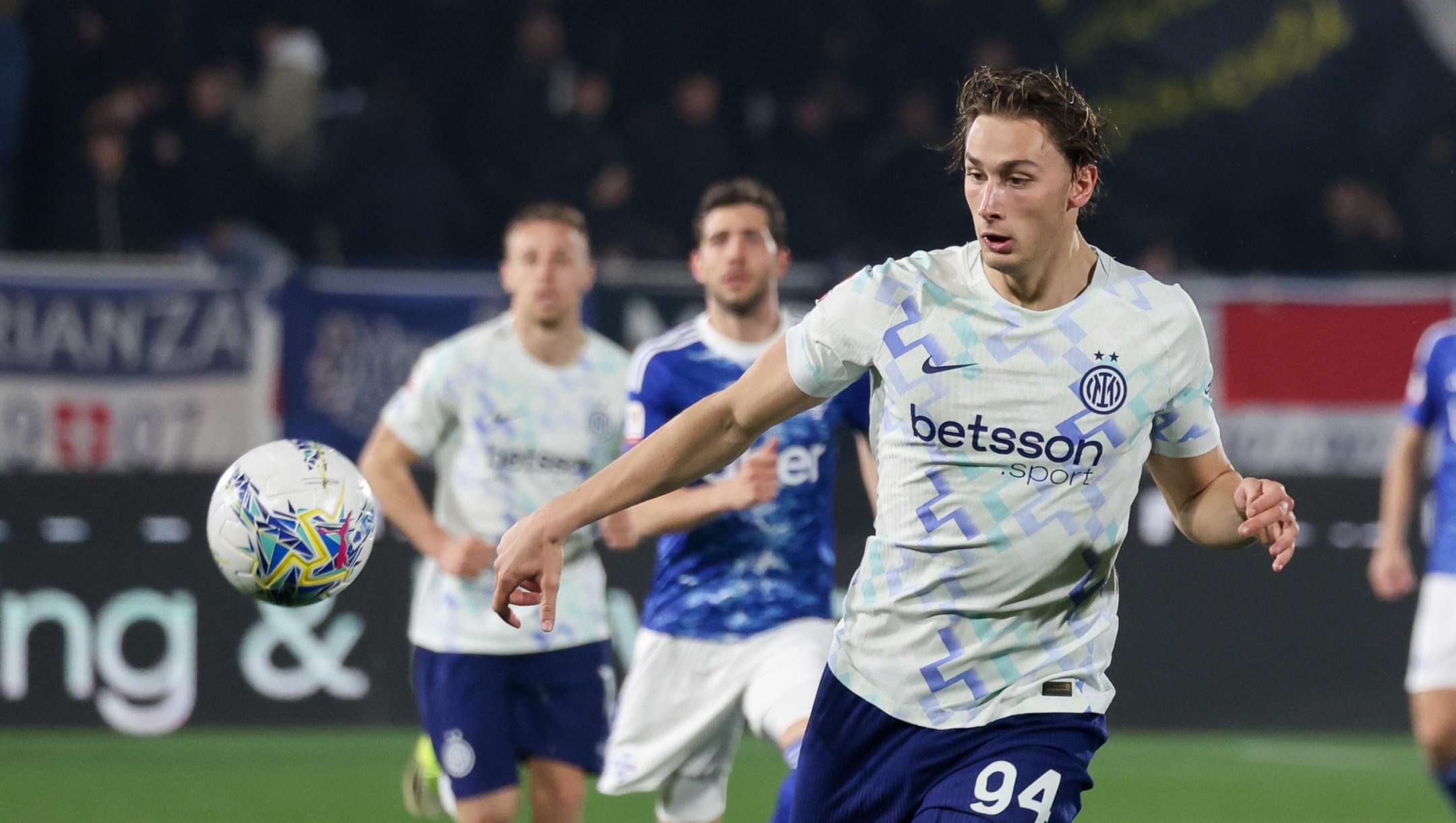 FC Inter's forward Pio Esposito during the Italian Cup semi-finals soccer match between Como 1907 and FC Inter in Como, Italy, 3 March 2026. ANSA / ROBERTO BREGANI