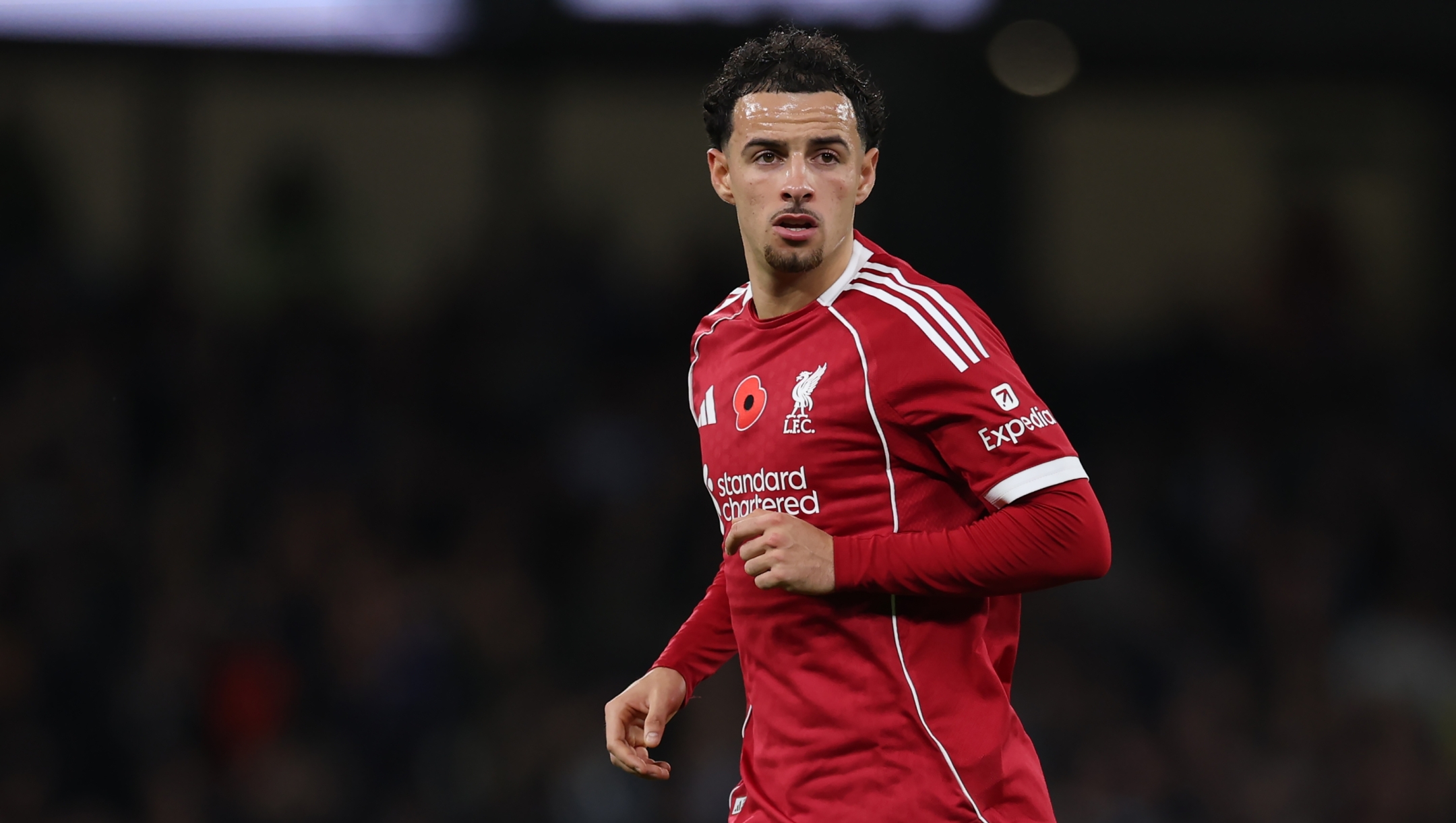  Curtis Jones of Liverpool during the Premier League match between Manchester City and Liverpool at Etihad Stadium on November 09, 2025 in Manchester, England. (Photo by Michael Regan/Getty Images)