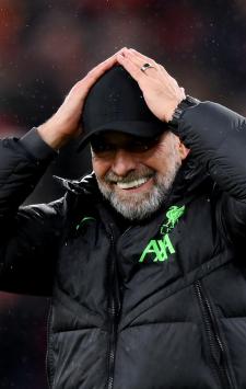 LIVERPOOL, ENGLAND - FEBRUARY 28: Jurgen Klopp, Manager of Liverpool, celebrates victory in the Emirates FA Cup Fifth Round match between Liverpool and Southampton at Anfield on February 28, 2024 in Liverpool, England. (Photo by Justin Setterfield/Getty Images)