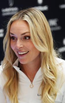 MADRID, SPAIN - APRIL 21: Laureus Academy Member Lindsey Vonn during an interview  prior to the Laureus World Sports Awards Madrid 2024 at the Palacio de Cibeles on April 21, 2024 in Madrid, Spain.  (Photo by Angel Martinez/Getty Images for Laureus)