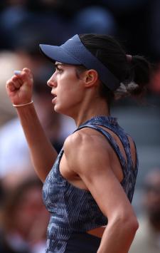 PARIS, FRANCE - MAY 30: Olga Danilovic of Serbia celebrates a point against Danielle Collins of United States in the Women's Singles second round match during Day Five of the 2024 French Open at Roland Garros on May 30, 2024 in Paris, France. (Photo by Dan Istitene/Getty Images)