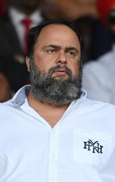 NOTTINGHAM, ENGLAND - AUGUST 28: Evangelos Marinakis, owner of Nottingham Forest during the Premier League match between Nottingham Forest and Tottenham Hotspur at City Ground on August 28, 2022 in Nottingham, England. (Photo by Michael Regan/Getty Images)