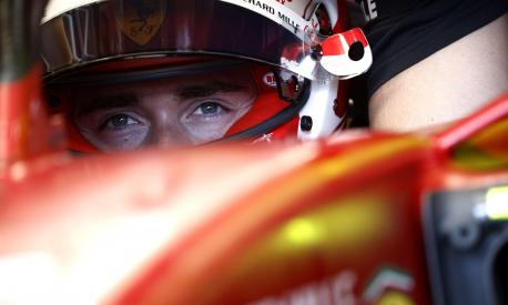 MIAMI, FLORIDA - MAY 06: Charles Leclerc of Monaco and Ferrari prepares to drive in the garage during practice ahead of the F1 Grand Prix of Miami at the Miami International Autodrome on May 06, 2022 in Miami, Florida.   Jared C. Tilton/Getty Images/AFP
== FOR NEWSPAPERS, INTERNET, TELCOS & TELEVISION USE ONLY ==