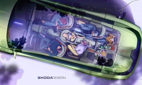 La concezione degli spazi interni del concept Skoda Vision 7S