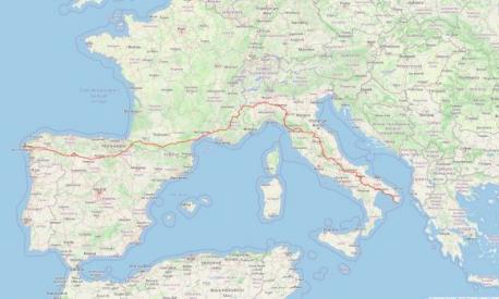 La mappa di Pathfinder, da Santa Maria di Leuca a Finisterre