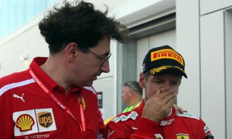 Mattia Binotto e Sebastian Vettel. Lapresse