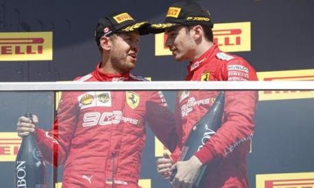 Vettel e Leclerc sul podio del GP del Canada. Epa