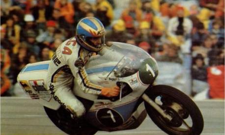 Mario Lega da Lugo, campione del mondo della 250 nel 1977 qui in gara l’anno successivo con il numero 1