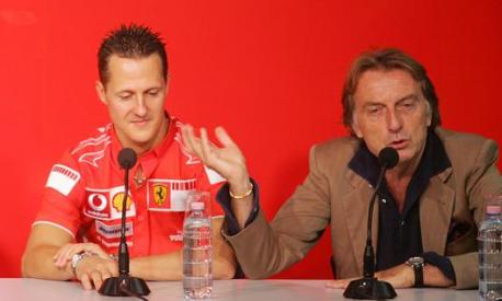 Schumacher e Montezemolo ai tempi della Ferrari. Ansa