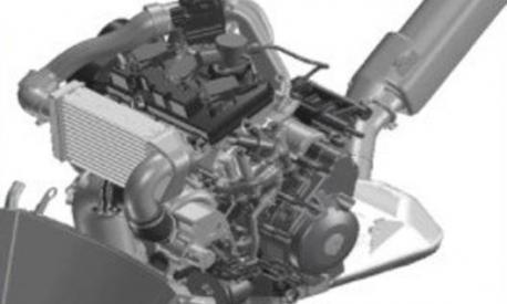 Il disegno 3D del nuovo motore turbo Yamaha: tre cilindri in linea da 847 cc, intercooler, iniezione diretta, 180 Cv e 180 Nm di coppia