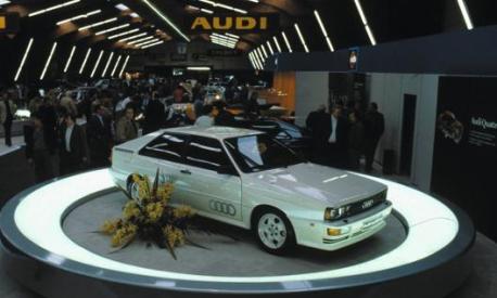 La presentazione dell’Audi Quattro al Salone di Ginevra