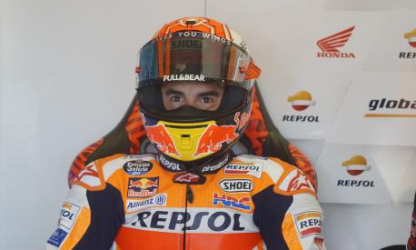 Gli occhi concentrati di Marc Marquez prima delle qualifiche del GP di Misano 2019. LaPresse