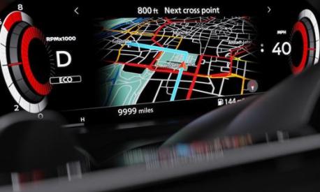Il cruscotto digitale di nuovo Nissan Qashqai con mappe in 3D