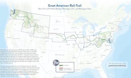 La mappa del Great American Rail-Trail disponibile sul sito railstotrails.org