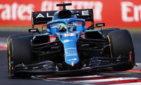 Fernando Alonso sull’Alpine nel GP Ungheria. Getty