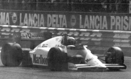 La McLaren-Porsche di Prost vince il GP Italia 1985. Ansa