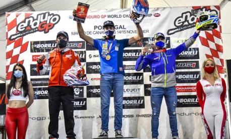 Il podio finale della classe E1: Thomas Oldrati (2), Andrea Verona (1), Antoine Magain (3)