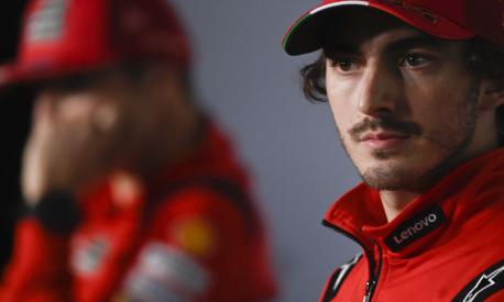 LAGOA, ALGARVE, PORTUGAL - NOVEMBER 06: Francesco Bagnaia of Italy and Ducati Lenovo Team looks on during the press conference at the end of the qualifying practice during the MotoGP Of Portugal - Qualifying on November 06, 2021 in Lagoa, Algarve, Faro.   Mirco Lazzari gp/Getty Images/AFP == FOR NEWSPAPERS, INTERNET, TELCOS & TELEVISION USE ONLY ==