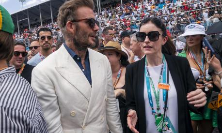 epa09934835 Former English professional footballer and the current president and co-owner of Inter Miami CF David Beckham on the grid prior to the Formula One Grand Prix of Miami at the Miami International Autodrome in Miami Gardens, Florida, USA, 08 May 2022.  EPA/SHAWN THEW