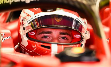 BARCELONA, SPAIN - MAY 21: Charles Leclerc of Monaco and Ferrari prepares to drive in the garage during practice ahead of the F1 Grand Prix of Spain at Circuit de Barcelona-Catalunya on May 21, 2022 in Barcelona, Spain. (Photo by Clive Mason/Getty Images)