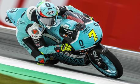epa10033260 Dennis Foggia of Italy on his Honda in action during the Moto3 qualifying for the Motorcycling Grand Prix of the Netherlands at the TT circuit of Assen, Netherlands, 25 June 2022.  EPA/Vincent Jannink