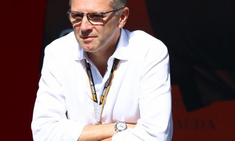 MONTREAL, QUEBEC - JUNE 19: Stefano Domenicali, CEO of the Formula One Group, looks on from the podium during the F1 Grand Prix of Canada at Circuit Gilles Villeneuve on June 19, 2022 in Montreal, Quebec.   Clive Rose/Getty Images/AFP == FOR NEWSPAPERS, INTERNET, TELCOS & TELEVISION USE ONLY ==
