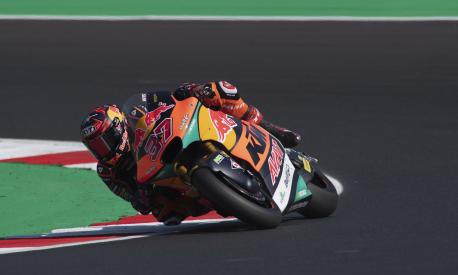 MISANO ADRIATICO, ITALY - SEPTEMBER 02:  Augusto Fernandez of Spain and Red Bull KTM Team Ajo rounds the bend  during the MotoGP Of San Marino - Free Practice at Misano World Circuit on September 02, 2022 in Misano Adriatico, Italy. (Photo by Mirco Lazzari gp/Getty Images)