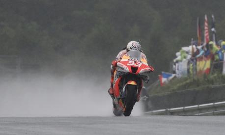 Repsol Honda Team rider Marc Marquez of Spain rides his motorcycle during a MotoGP practice session at the Japanese Grand Prix at the Twin Ring Motegi circuit in Motegi, Tochigi prefecture on September 24, 2022. (Photo by Toshifumi KITAMURA / AFP)