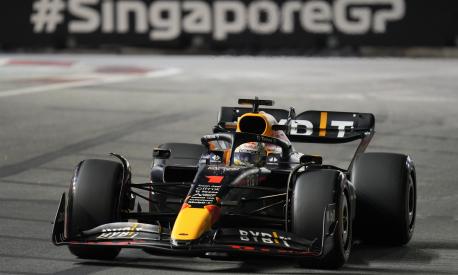 Red Bull driver Max Verstappen of the Netherlands steers his car during practice session of the Singapore Formula One Grand Prix, at the Marina Bay City Circuit in Singapore, Friday, Sept. 30, 2022. (AP Photo/Vincent Thian)