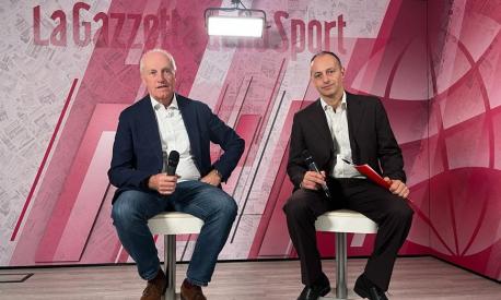 Paolo Magri negli studi de La Gazzetta dello Sport con Lorenzo Baroni