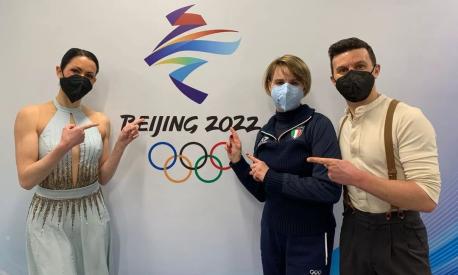 Charlène Guignard e Marco Fabbri con Barbara Fusar Poli alle Olimpiadi