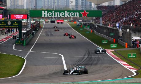 SHANGHAI, CHINA - APRIL 14: Lewis Hamilton of Great Britain driving the (44) Mercedes AMG Petronas F1 Team Mercedes W10 on track during the F1 Grand Prix of China at Shanghai International Circuit on April 14, 2019 in Shanghai, China. (Photo by Dan Istitene/Getty Images)