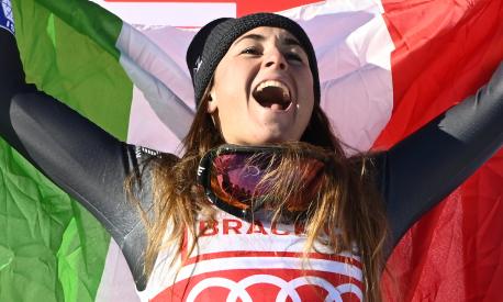 Sofia Goggia sul podio a St Moritz