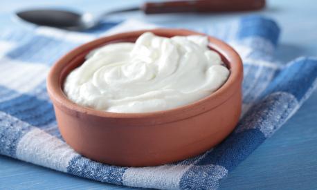 Greek yogurt in a pot
