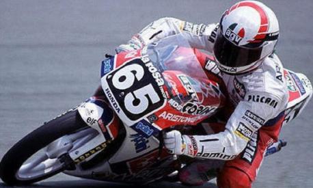 Loris Capirossi nel 1990 con la Honda del Team Pileri anno del suo primo mondiale