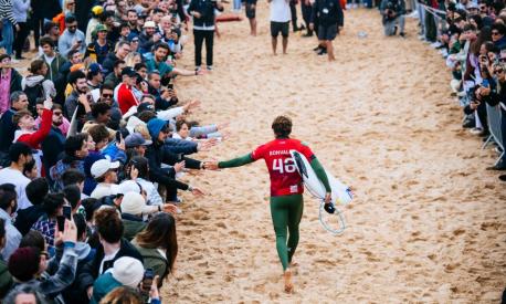 PENICHE, LEIRIA, PORTUGAL - MARCH 11: Leonardo Fioravanti of Italy prior to surfing in Heat 11 of the Opening Round at the MEO Rip Curl Pro Portugal on March 11, 2023 at Peniche, Leiria, Portugal. (Photo by Thiago Diz/World Surf League)