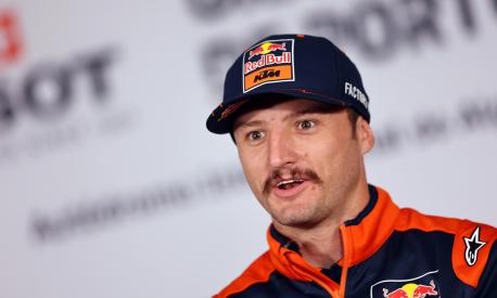 epa10539158 Australian MotoGP rider Jack Miller of Red Bull KTM Factory Racing attends a press conference at Algarve International Circuit in Portimao, Portugal, 23 March 2023. The motorcyling season 2023 kicks off with the Grand Prix of Portugal on 26 March 2023.  EPA/NUNO VEIGA