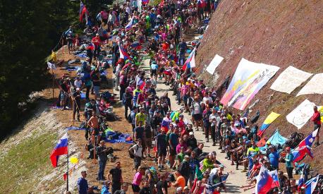 Giro d'Italia 2023 - 106th Edition - 20th stage  Tarvisio - Monte Lussari 18,6 km - 27/05/2023 - Scenery - Mattia Bais (ITA - EOLO - Kometa) - Francois Bidard (FRA - Cofidis) - photo Luca Bettini/SprintCyclingAgency©2023