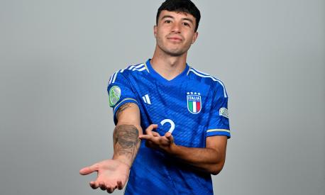 ST PAUL'S BAY, MALTA - JULY 1: Filippo Missori stands for a portrait during an Italy squad portrait session at the UEFA European Under-19 Championship Finals 2022/23 in the Hotel AX Odycy on July 1, 2023 in St Paul's Bay, Malta. (Photo by Seb Daly -  Sportsfile/UEFA via Getty Images)