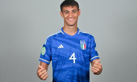 ST PAUL'S BAY, MALTA - JULY 1: Fabio Chiarodia stands for a portrait during an Italy squad portrait session at the UEFA European Under-19 Championship Finals 2022/23 in the Hotel AX Odycy on July 1, 2023 in St Paul's Bay, Malta. (Photo by Seb Daly -  Sportsfile/UEFA via Getty Images)