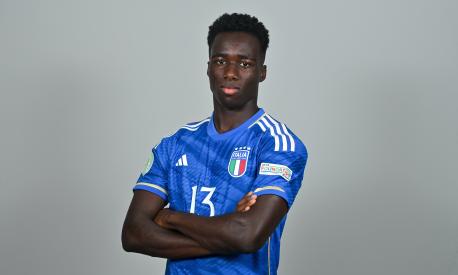 ST PAUL'S BAY, MALTA - JULY 1: Michael Olabode Kayode stands for a portrait during an Italy squad portrait session at the UEFA European Under-19 Championship Finals 2022/23 in the Hotel AX Odycy on July 1, 2023 in St Paul's Bay, Malta. (Photo by Seb Daly -  Sportsfile/UEFA via Getty Images)