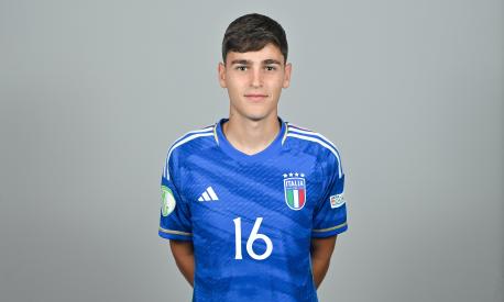 ST PAUL'S BAY, MALTA - JULY 1: Giacomo Faticanti stands for a portrait during an Italy squad portrait session at the UEFA European Under-19 Championship Finals 2022/23 in the Hotel AX Odycy on July 1, 2023 in St Paul's Bay, Malta. (Photo by Seb Daly -  Sportsfile/UEFA via Getty Images)