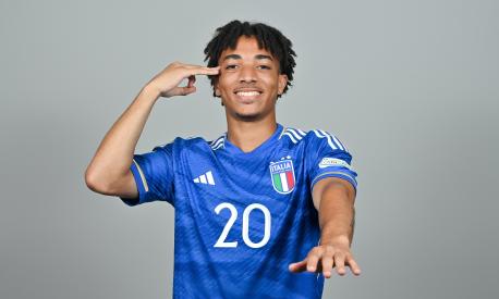 ST PAUL'S BAY, MALTA - JULY 1: Luca Koeosho stands for a portrait during an Italy squad portrait session at the UEFA European Under-19 Championship Finals 2022/23 in the Hotel AX Odycy on July 1, 2023 in St Paul's Bay, Malta. (Photo by Seb Daly -  Sportsfile/UEFA via Getty Images)