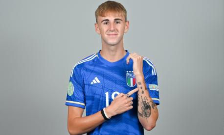ST PAUL'S BAY, MALTA - JULY 1: Nicolò Turco stands for a portrait during an Italy squad portrait session at the UEFA European Under-19 Championship Finals 2022/23 in the Hotel AX Odycy on July 1, 2023 in St Paul's Bay, Malta. (Photo by Seb Daly -  Sportsfile/UEFA via Getty Images)
