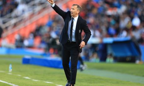 MENDOZA, ARGENTINA - MAY 21: Head coach of Italy Carmine Nunziata reacts during FIFA U-20 World Cup Argentina 2023  Group D match between Italy and Brazil at Estadio Malvinas Argentinas on May 21, 2023 in Mendoza, Argentina. (Photo by Buda Mendes - FIFA/FIFA via Getty Images)